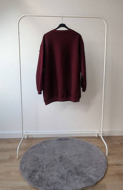 Oversized Sweater met Pailletten Strik – Bordeaux