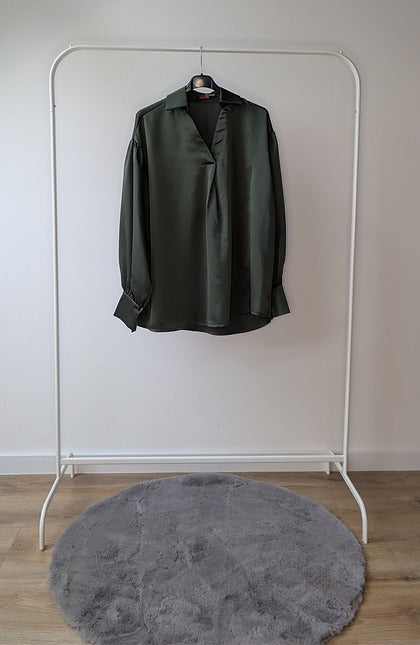 Satijnen Blouse – Donkergroen