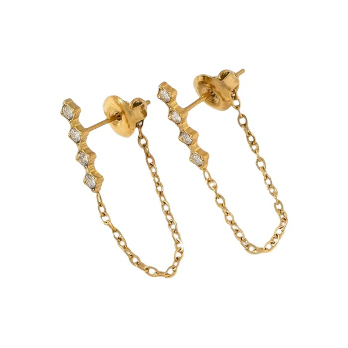 Gouden Chain Oorbellen met Strass – Subtiel & Stijlvol